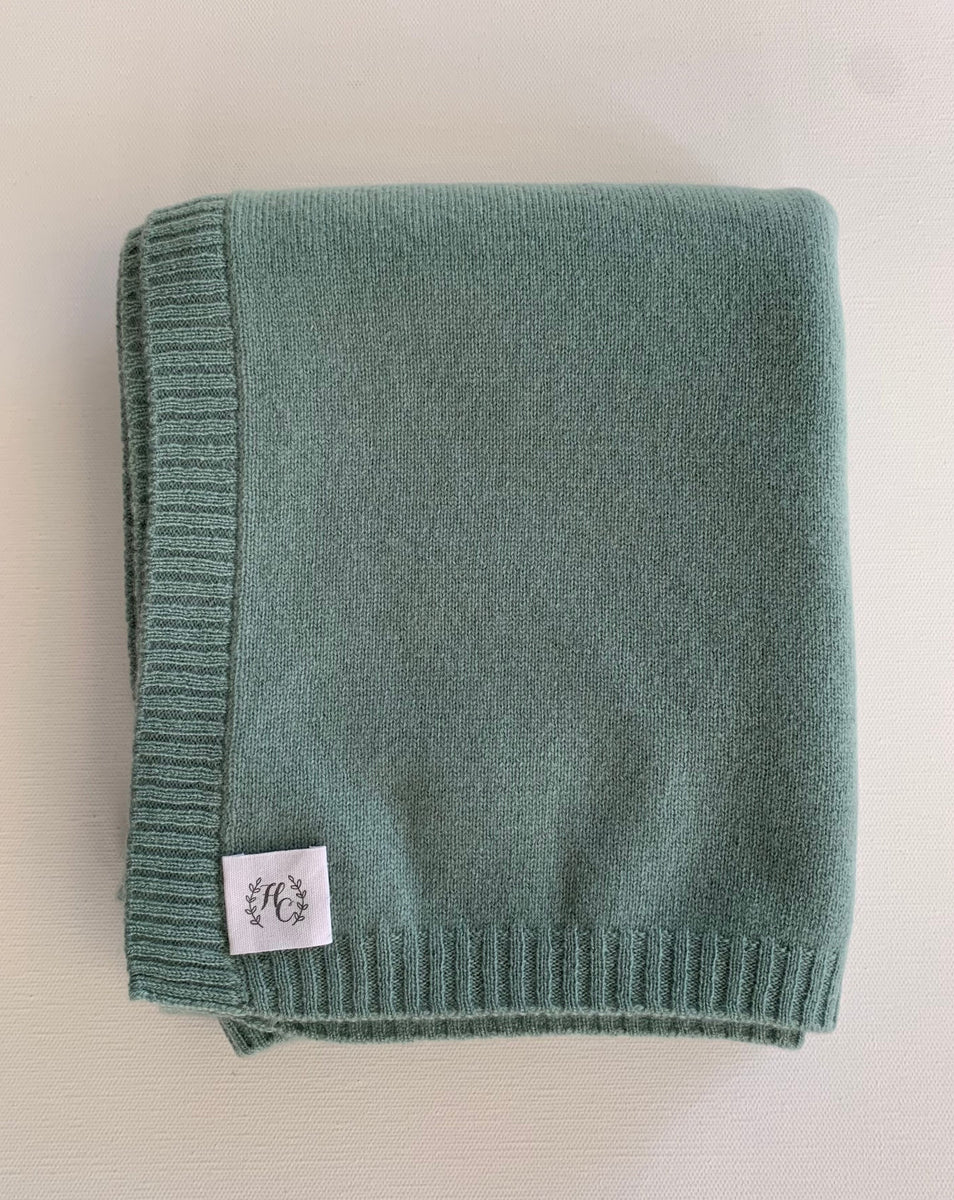 Cashmere Plain Knit Baby Blanket Sage Heirloom Cashmere Australia