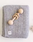 Cashmere Cable Knit Baby Blanket - Ash - Heirloom Cashmere Australia
